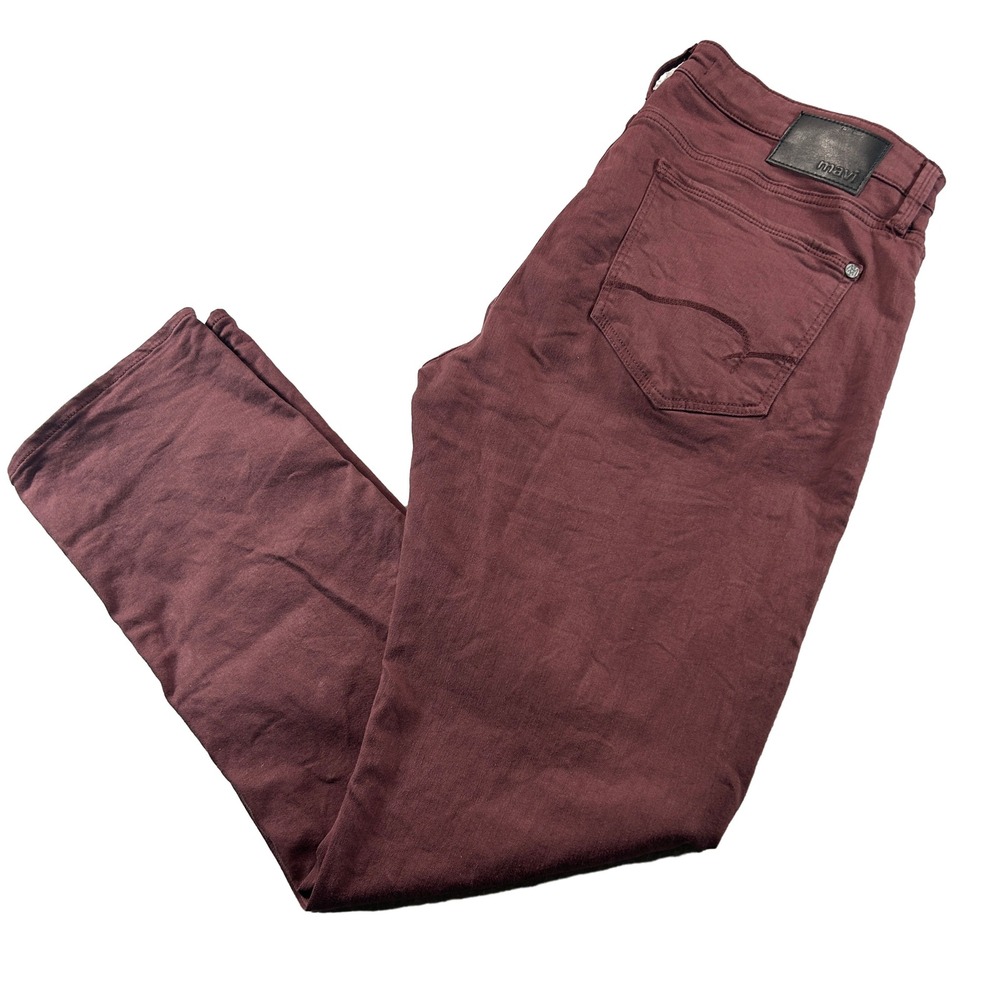 Mavi Marcus Pants Mens 36x32 Burgundy Slim Straight Leg Cotton Blend Stretch